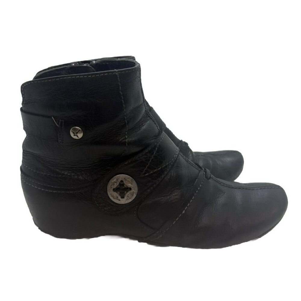 Pikolinos Women's Size 35 EUR 5 US Black Leather Booties Ankle Boots Size Zip